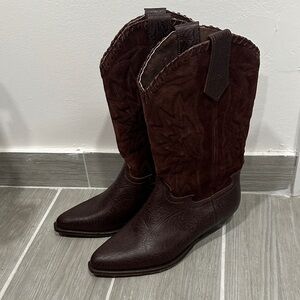 NWOT Seychelles Dark Brown Suede & Leather Western Cowgirl Boots